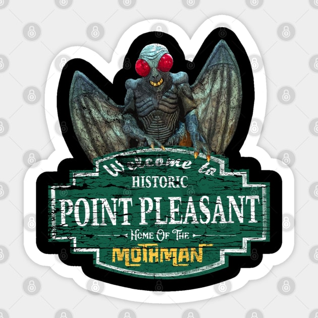 Mothman and Point Pleasant Sticker by woodsman